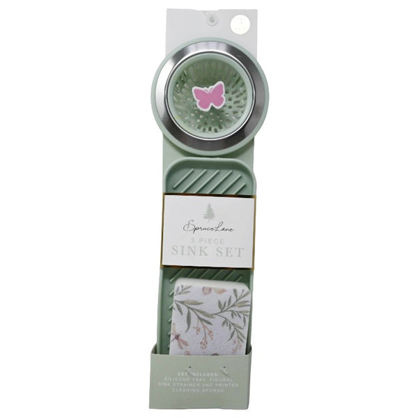3pc Sage Sink Strainer/Tray/Sponge C/P 24