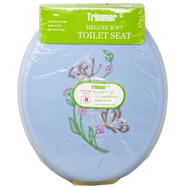 *OUTSIDE OF CA*Toilet Seat Soft Embroidered Sky Blue C/P 6