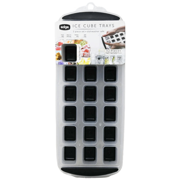 Edge 2pk Silicone Ice Cube Tray Standard Square Black C/P 12