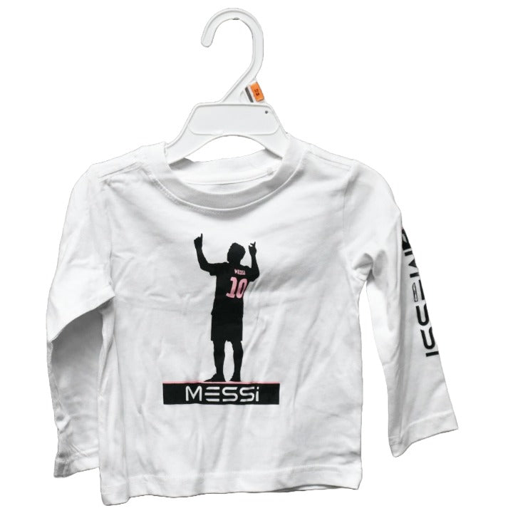 MESSI WHT STANDING LS SHIRT 3-ASST SIZE 12m,18m,24m C/P 24