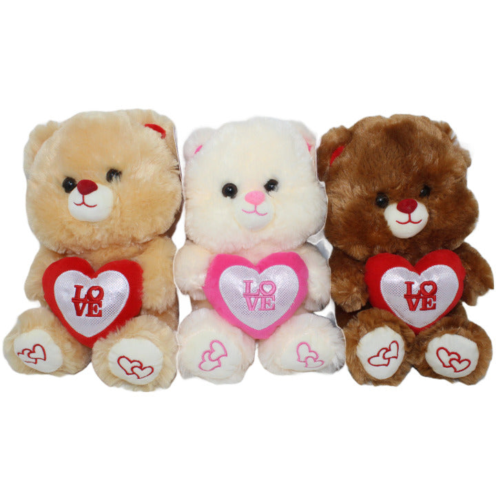 9" PLUSH BEAR WITH HEART 3-ASST C/P 72
