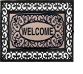 "WELCOME" BLACK DOOR MAT WITH 2 INSERTS C/P 8