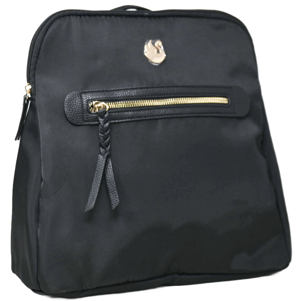 BLACK NYLON BACKPACK wFRONT ZIPPER POCKET GLORIA VANDERBILT C/P 12
