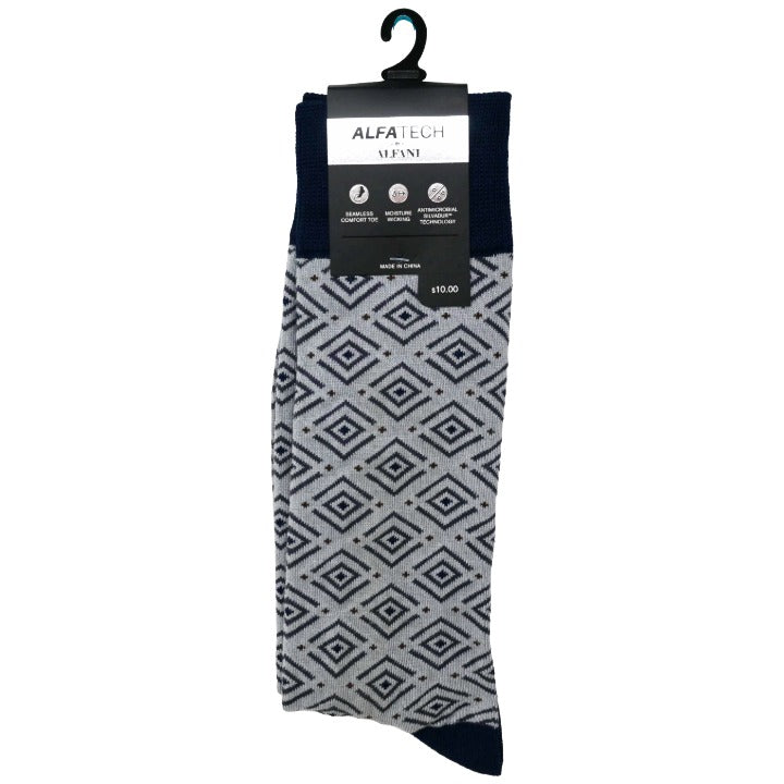 *NO USA* Mens 10-13 Grey 1 pair ALFANI SINGLE PRINTED DRESS SOCKS C/P 180