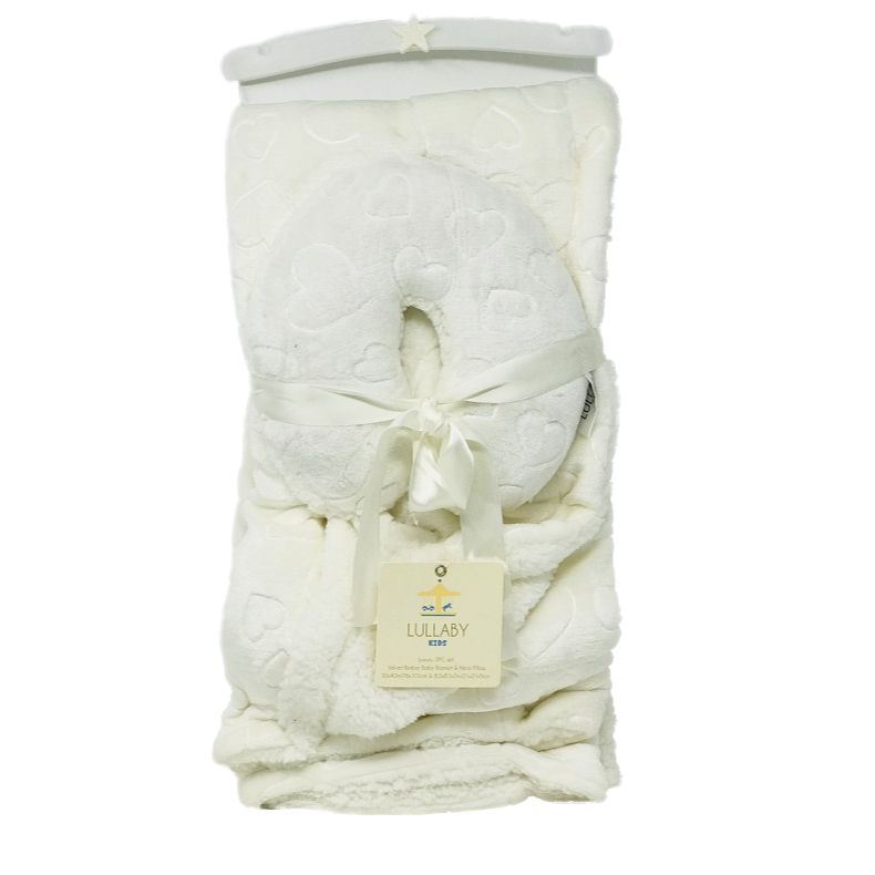 IVORY BABY BLANKET W/PILLOW C/P 24