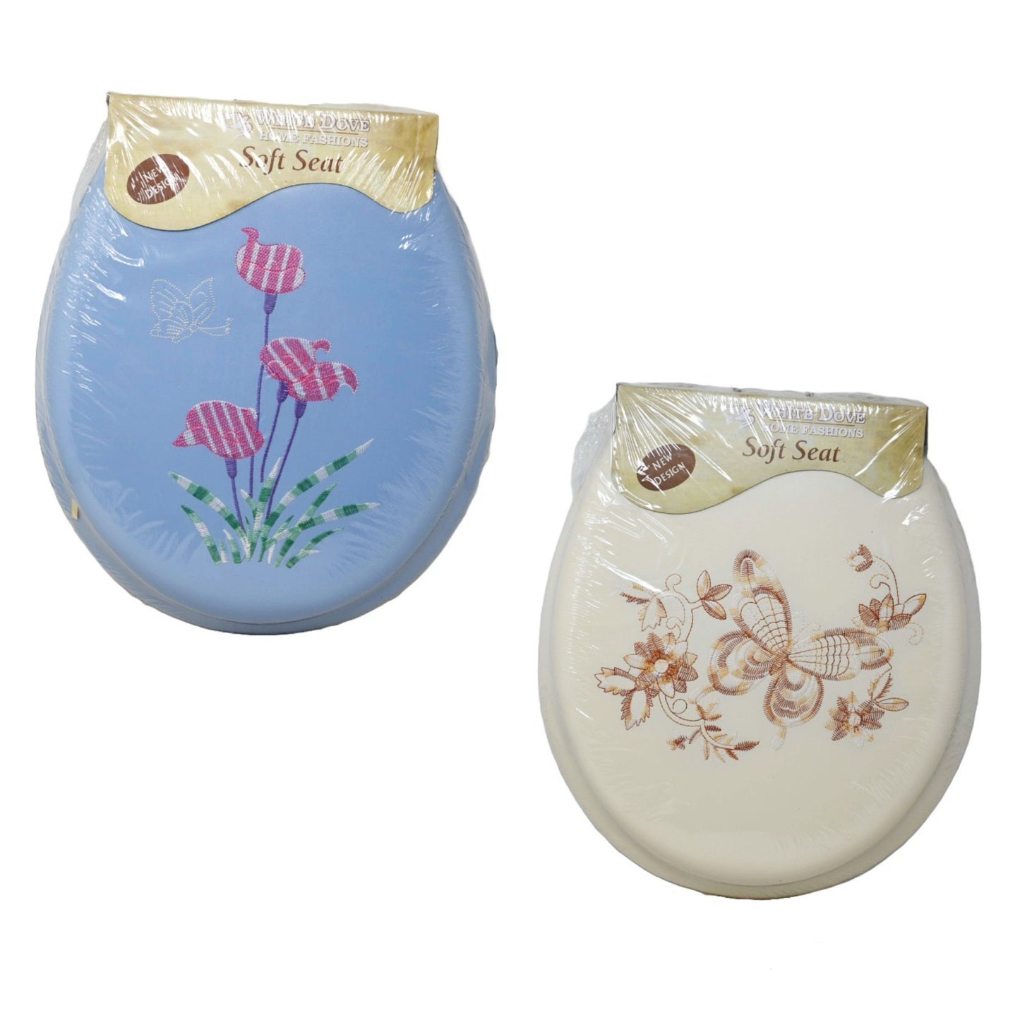 *OUTSIDE OF CA*Toilet Seat Soft Embroidered Ivory C/P 6