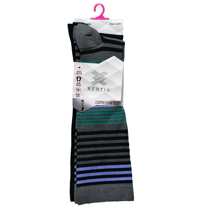 2pk S/M LADIES FASHION BLACK PATTERN COMPRESSION SOCKS C/P 60