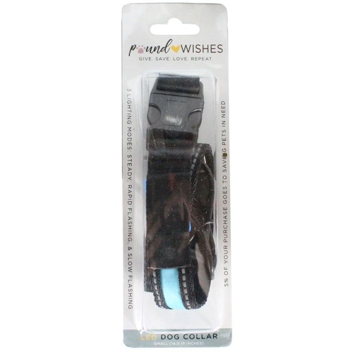 BLACK/BLUE SMALL LED DOG COLLAR C/P 48