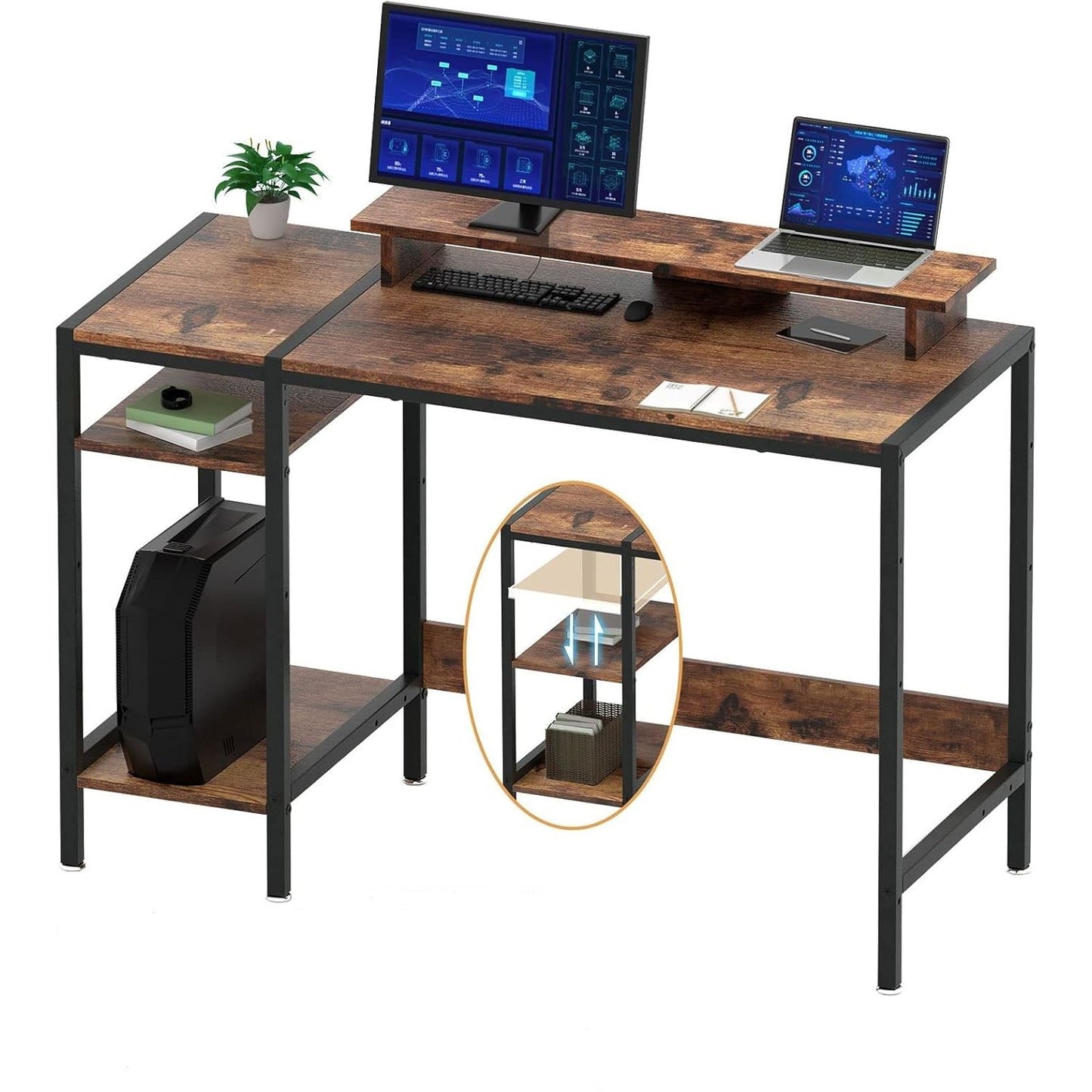 Walnut Desk MDF Mtl Legs 46.5"x19.5"x29" (No UPC, FNSKU Only) C/P 1
