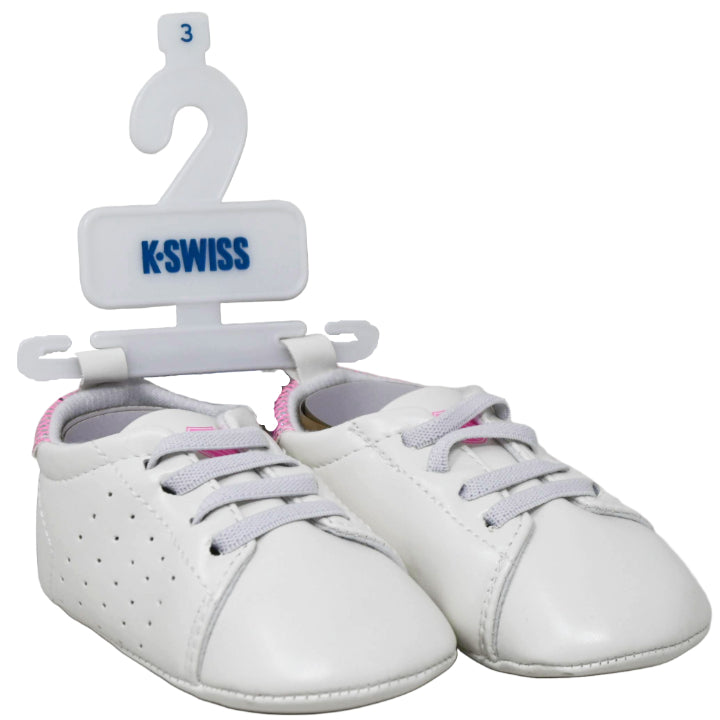 K-SWISS WHITE INFANT GIRLS SNEAKERS W/METALLIC DETAIL 4-ASST SIZEE C/P 18