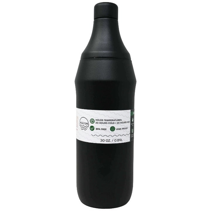 Blk 30oz SS DW Bottle w/2 Lids C/P 24 Mayim