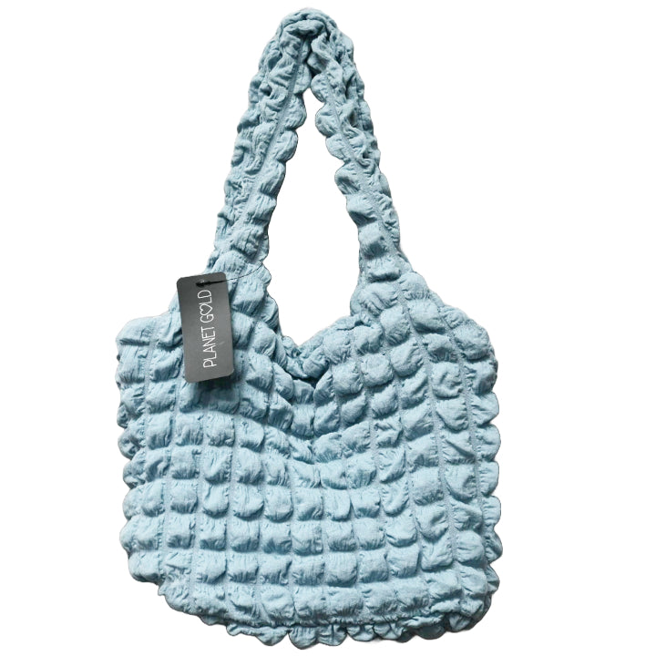 BLUE QUILTED SATCHEL HANDBAG W/TOP ZIPPER C/P 12