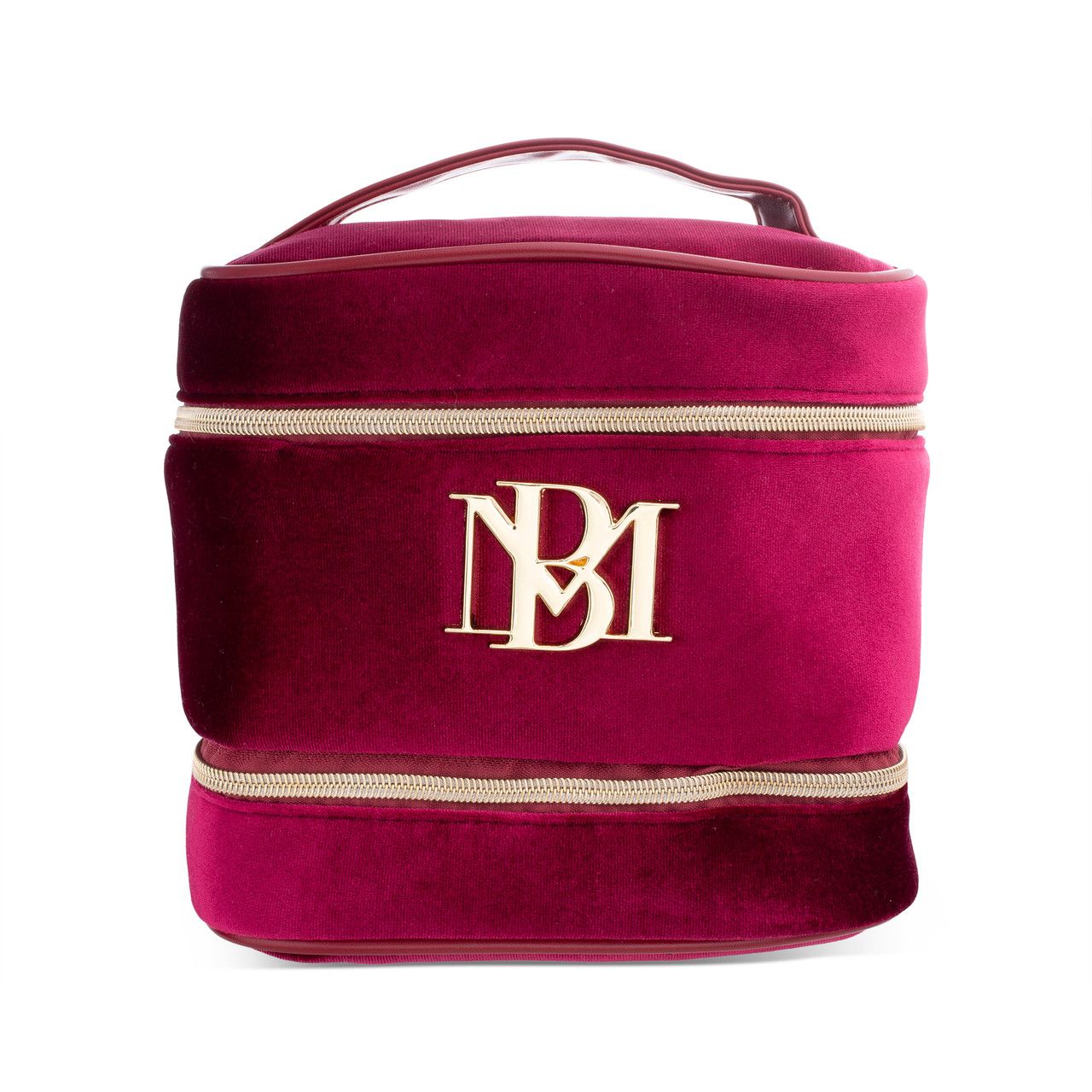 BURGUNDY VELVET RECTANGLE TRAIN CASE BADGLEY MISCHKA C/P 24