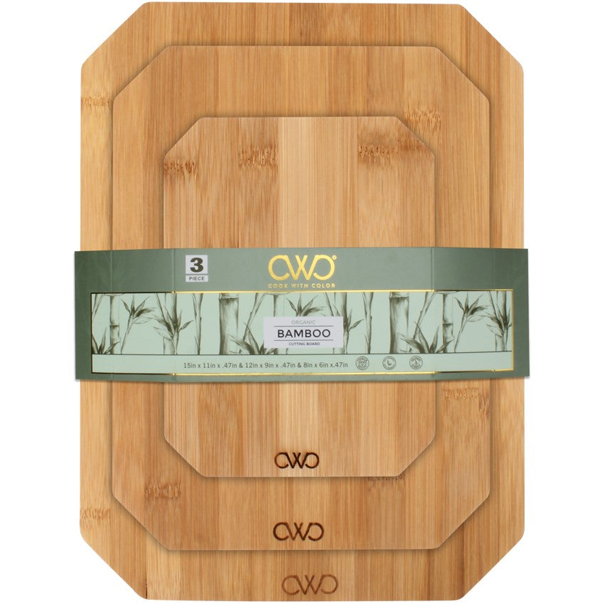 3pc ASST SIZE BAMBOO CUTTING BOARD SET C/P 6