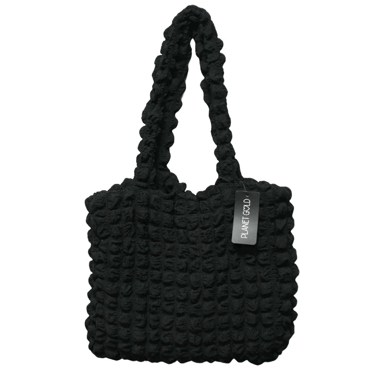 BLACK QUILTED CARRY ALLl HANDBAG W/TOP ZIPPER C/P 12