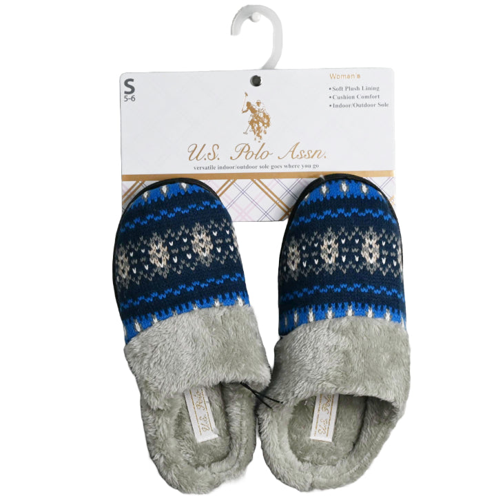 U.S. POLO ASSN. LADIES SLIPPERS W/FUR SIZE S-XL C/P 24