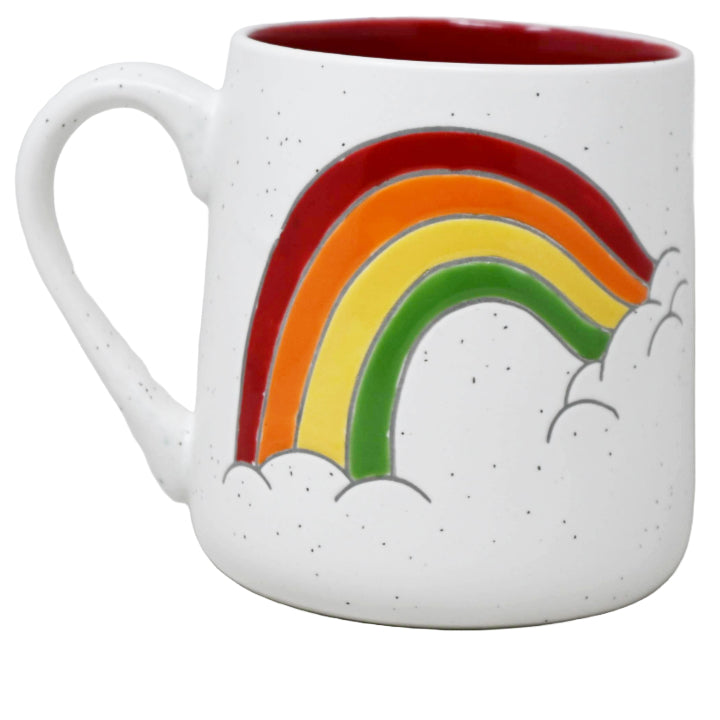 22oz SPECKLE RAINBOW RED HAPPINESS MUG C/P 24
