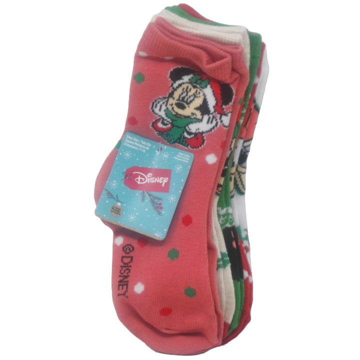 5pk MINNIE MOUSE MERRY SEASON CREW SOCKS SIZE 4-6 C/P 60
