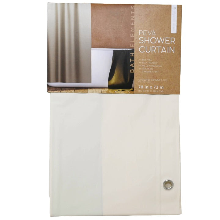 72X72" CREAM PRINT GRADIENT STRIPE PEVA SHOWER CURTAIN BATH ELEMENTS C/P 24