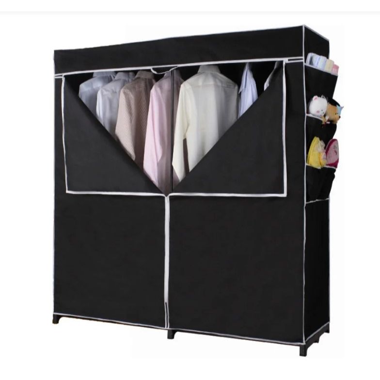 60" Black Closet Wardrobe Fabric C/P 1