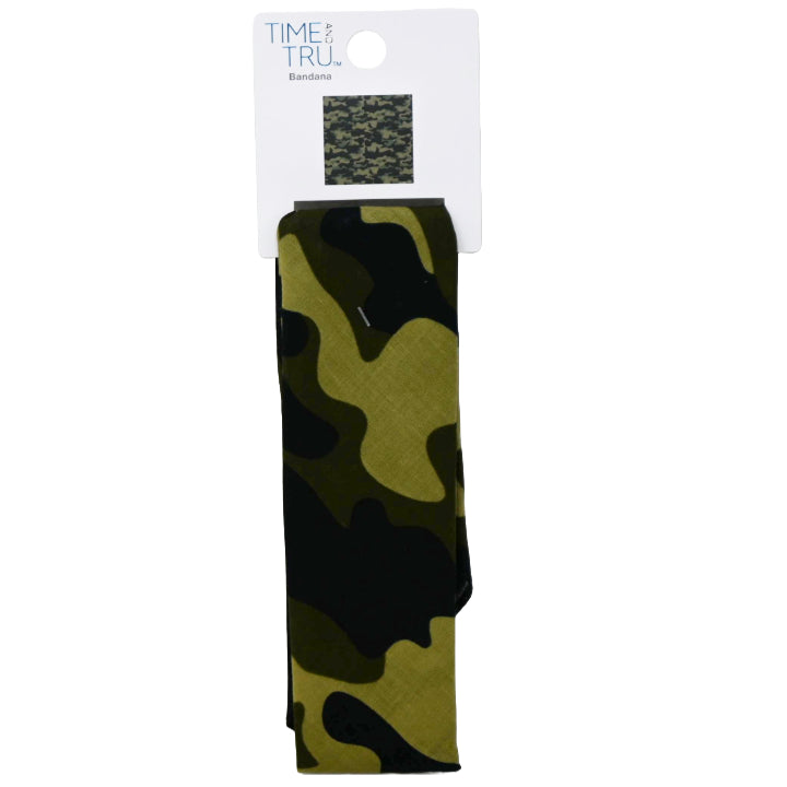 BLK/GREEN CAMO PRINTED BANDANA C/P 72 TIME AND TRU