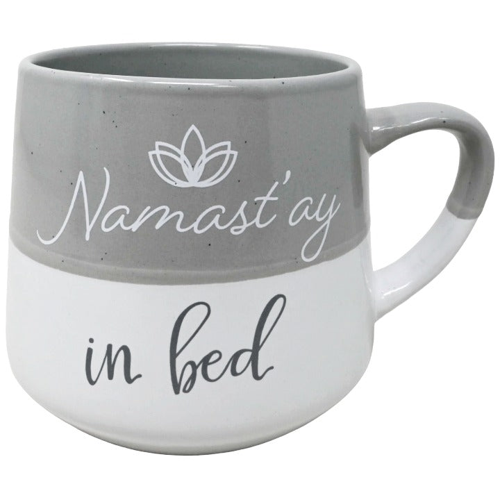 CERAMIC WHT/GREY NAMASTAY IN BED MUG C/P 24