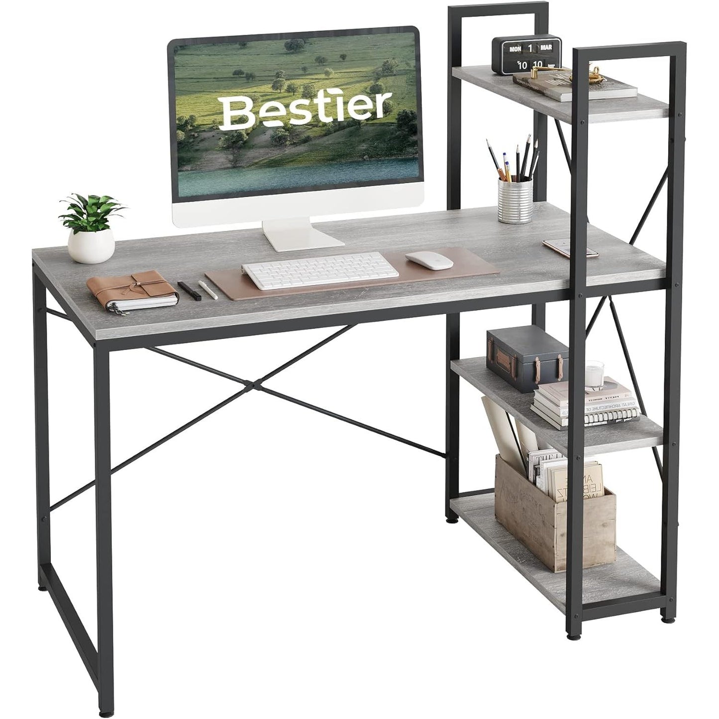 47" GRAY DESK WITH METAL LEGS C/P 1