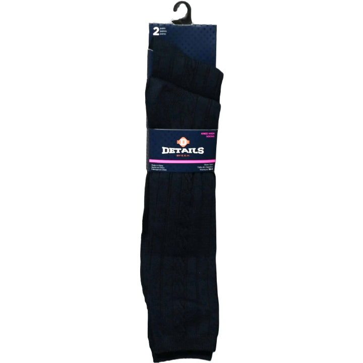 2pk NAVY GIRLS DETAILS CABLE KNIT KNEE SOCKS SIZE 6-8 C/P 60