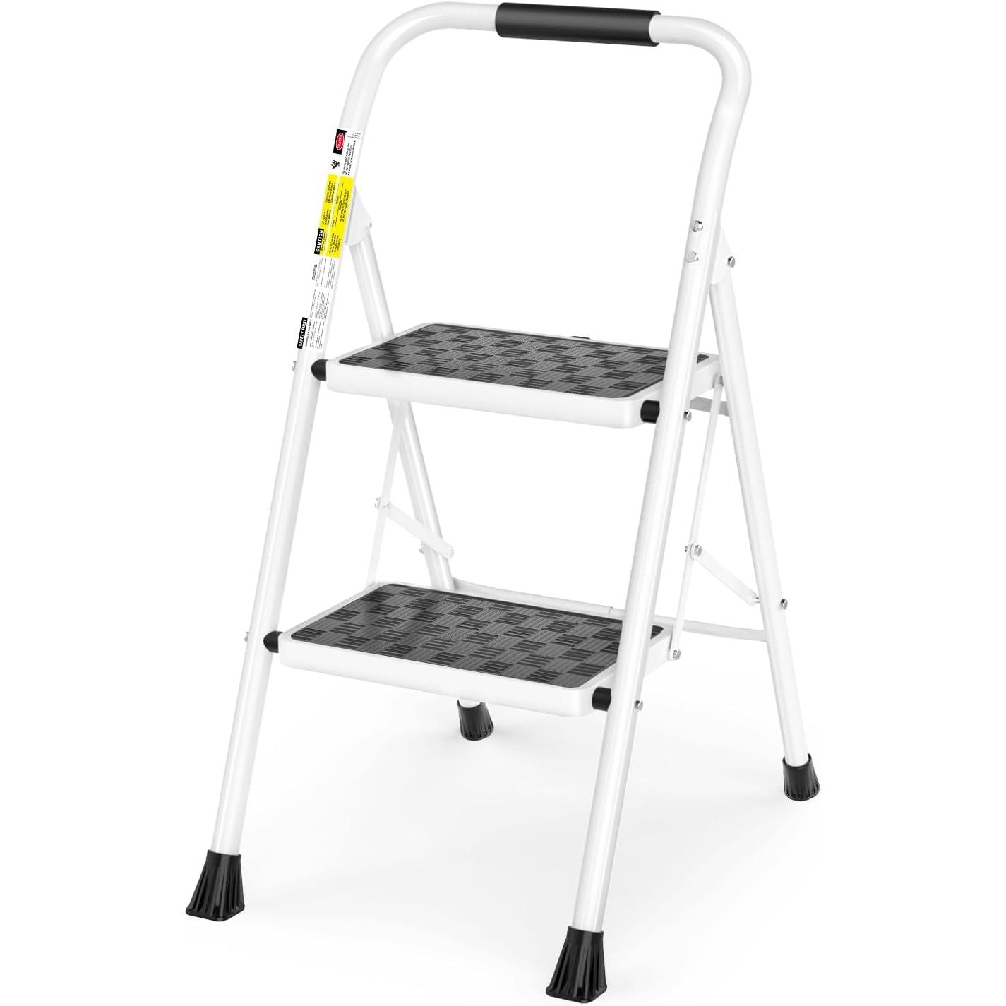 White 2-Step Ladder Folding Stool w/Grip Handle (No UPC) Soctone C/P 1