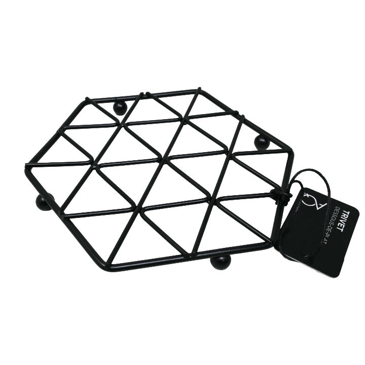 Blk Wire Hex Trivet C/P 24
