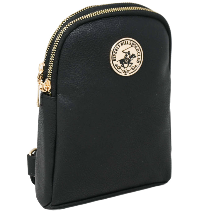 BHPC BLK SLING BAG W/TWO ZIPPER COMPARTMENTS & ADJUSTABLE STRAP C/P 18
