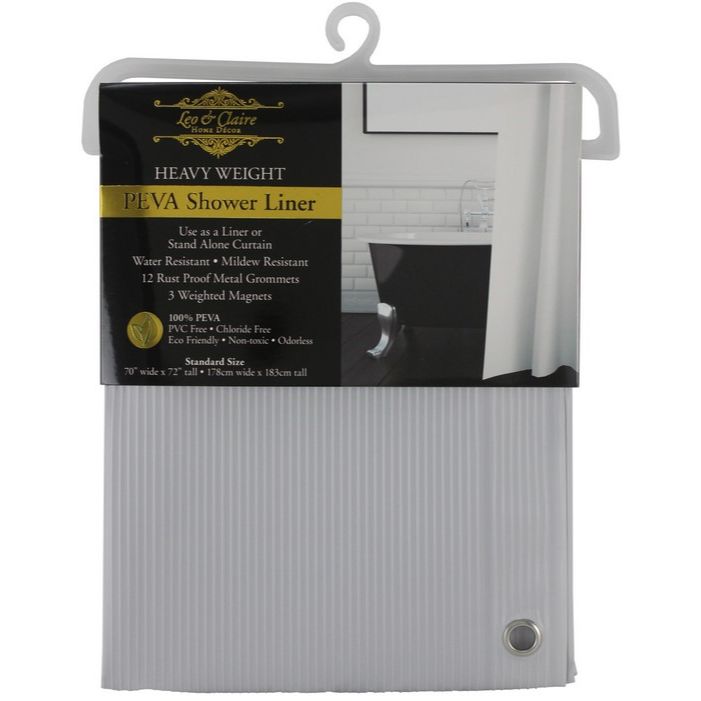 70"x72" GREY 2D VERTICAL LINES PEVA SHOWER LINER C/P 24