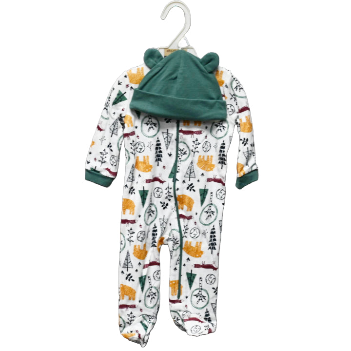 2pc ANIMALS FOOTED COVERALL W/ZIPPER C/P 48
