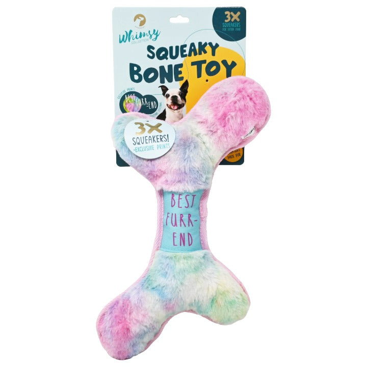 DOG BONE SQUEEKY TOY PINK/GREEN C/P 36