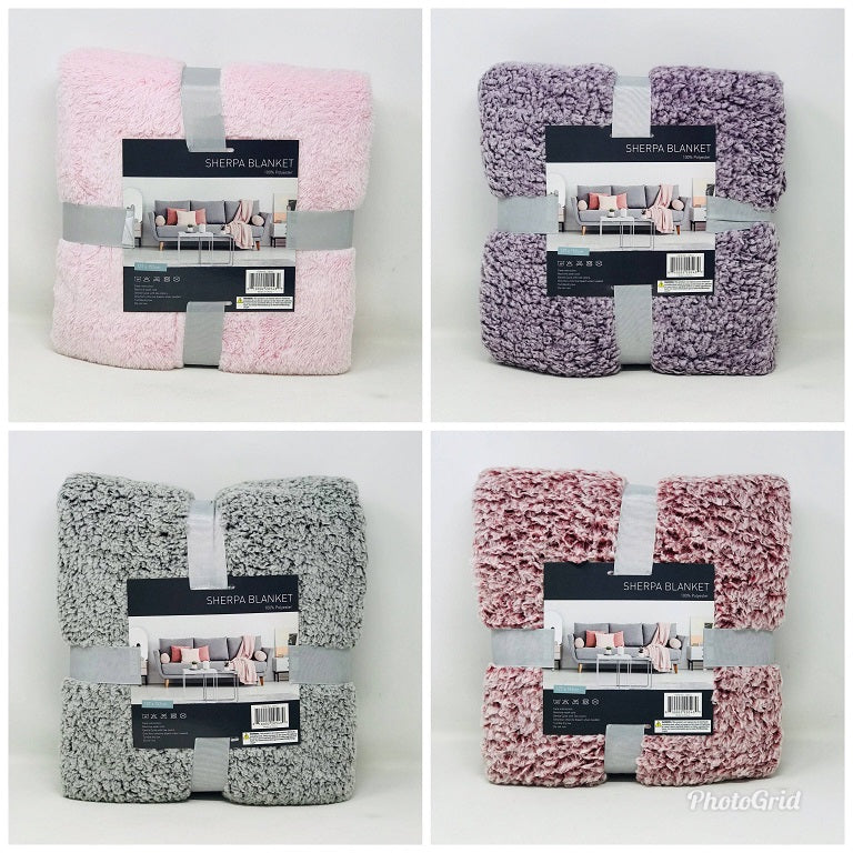2 TONE SHERPA THROW/BLANKET C/P 12