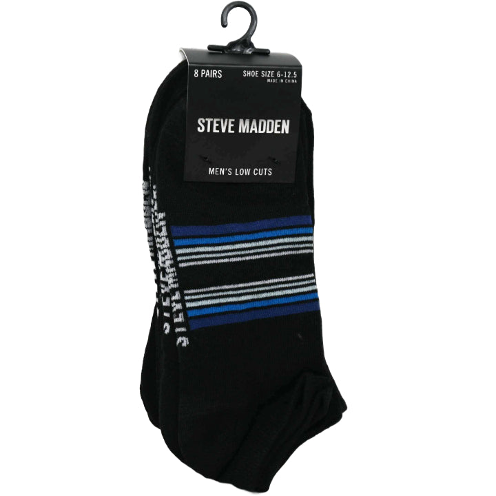 8pk MENS LOW CUT SOCKS ASST COLOR SIZE 10-13 STEVE MADDEN C/P 24