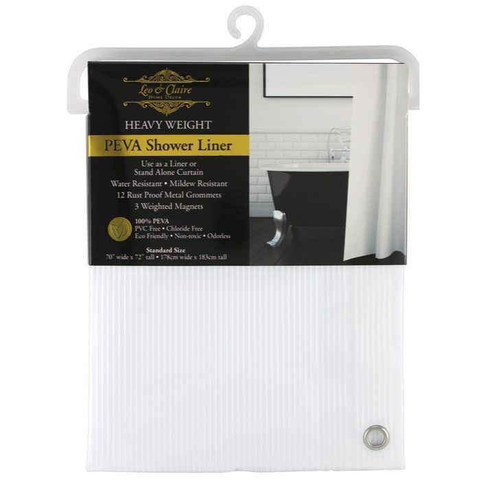 70"x72" WHITE 2D VERTICAL LINES PEVA SHOWER LINER C/P 24