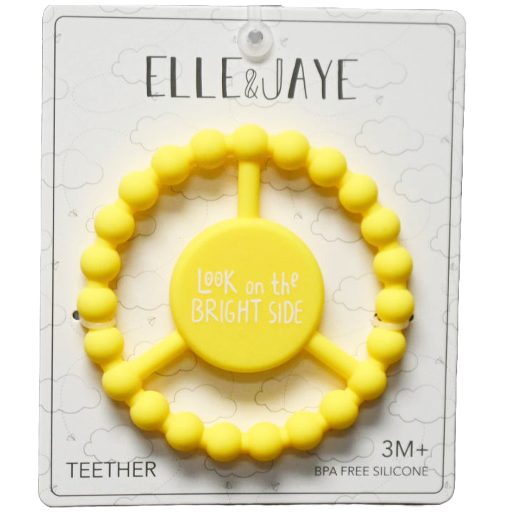 1pc Silicone Peace Teether - Yellow "Look On The Bright Side" C/P 100