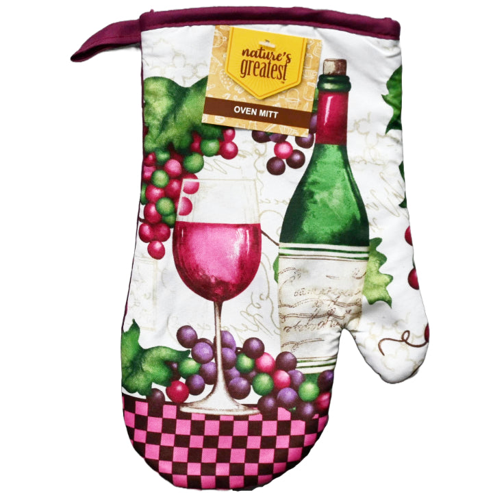 Wine Printed Oven Mitt C/P 72