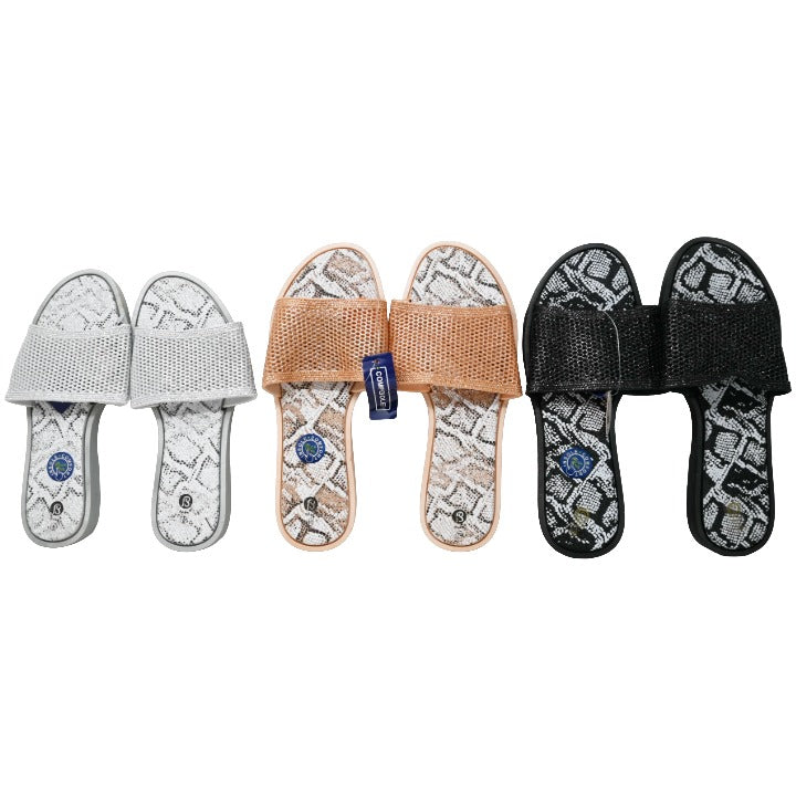 *OUTSIDE OF CA* WOMEN SNAKE PRINT SLIDE SANDAL 3-ASST COLOR/5-ASST SIZE C/P 30