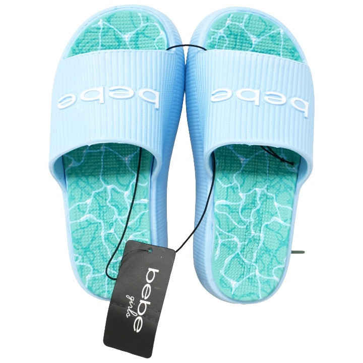 Girls Eva Light Blue Platform Slides C/P 16 BEBE
