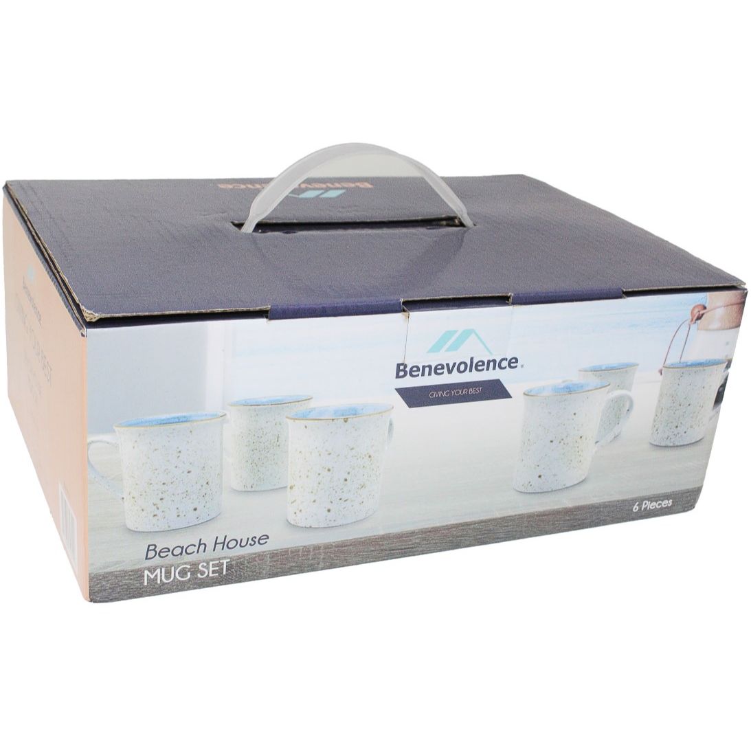 6pc 12oz BLUE STONEWARE MUG SET C/P 6