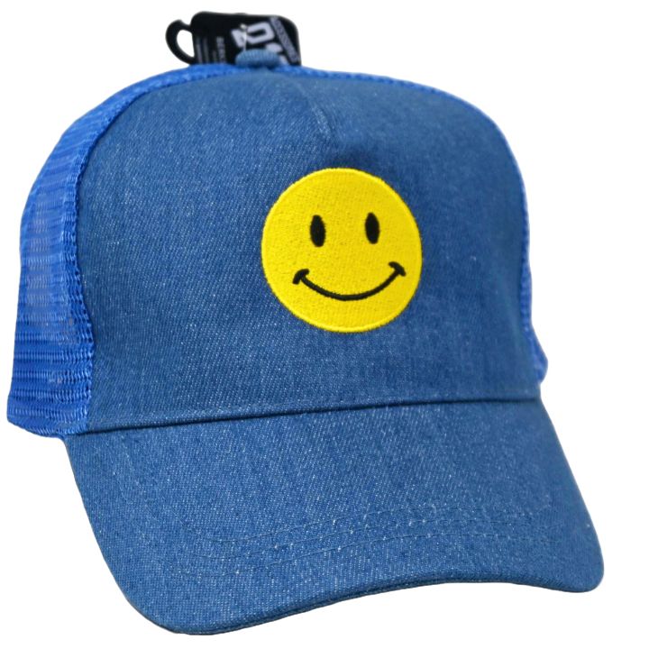 NAVY SMILEY LADIES TRUCKER HAT C/P 50