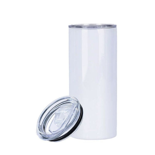 15oz White Stainless Steel Double Wall Tumbler w/Lid (No Label or UPC) C/P 50