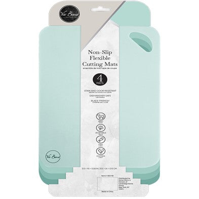 4pk 13"x9" ASST TEAL NON-SLIP FLEX CUTTING MATS C/P 24