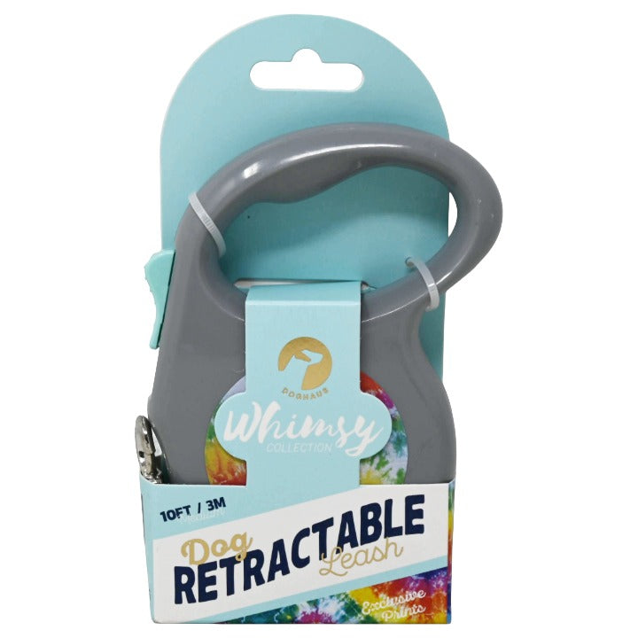 DOG RETRACTABLE LEASH 10FT RAINBOW GREY PLASTIC C/P 48