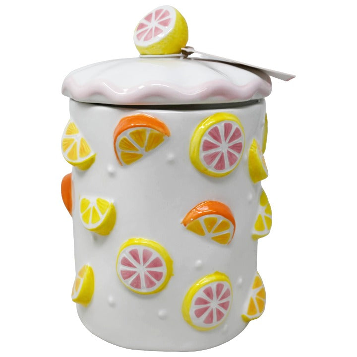 CERAMIC CITRUS CANISTER W/LID LUNA & SAGE C/P 12