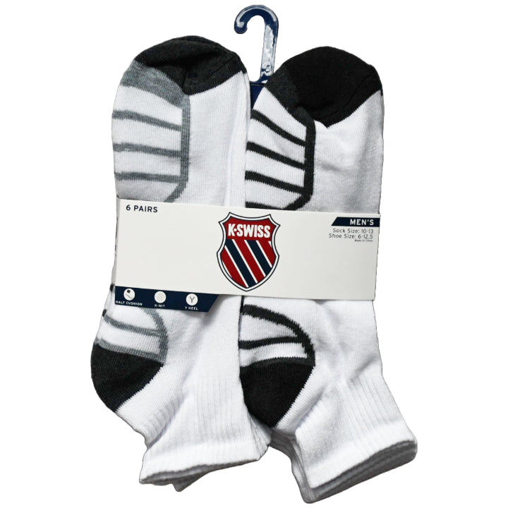 6pk K-SWISS MEN HF CSH QUARTER SOCKS C/P 36