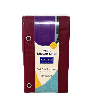 BURGUNDY PEVA SHOWER LINER WITH 12pc NON-RUSTING GROMMETS C/P 12