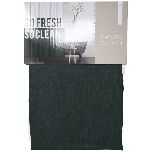 72X72" WHT/GRN 90/10 POLY COTTON SHOWER CURTAIN BATH ELEMENTS C/P 24
